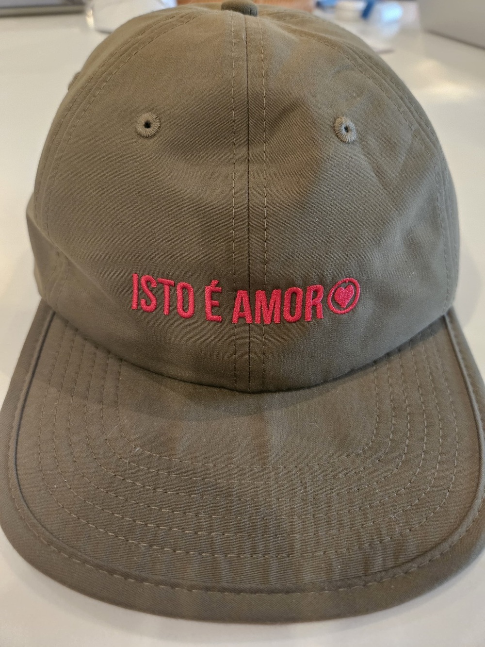 Zara Olive Cap with Pink Embroidery